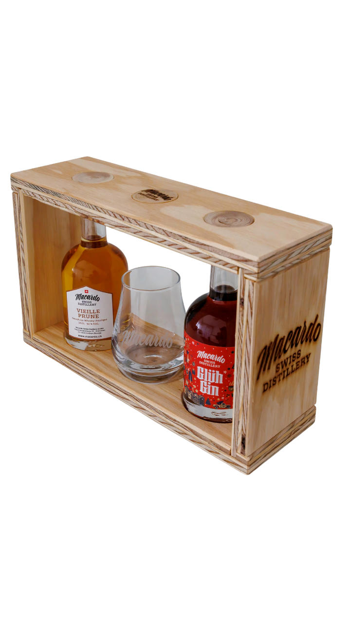 Macardo Degustations Holz Box mit 3 x 10cl